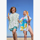 Smiley kinder zwemponcho met capuchon groen