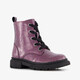 Leren meisjes veterboots met glitters paars