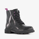 Leren meisjes lak veterboots zwart