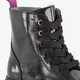 Leren meisjes lak veterboots zwart