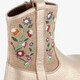 Leren meisjes enkellaarsjes met bloemen goud