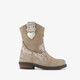 Suède meisjes cowboylaarzen met glitter taupe