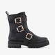 Meisjes biker boots met gespen zwart