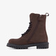 Leren meisjes veterboots donkerbruin