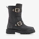 Leren meisjes biker boots met studs zwart