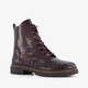 Hush Puppies leren croco dames veterboots bordeauxrood