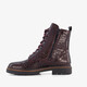 Leren croco dames veterboots bordeauxrood