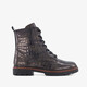 Leren croco dames veterboots bruin