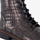 Leren croco dames veterboots bruin