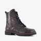 Leren croco dames veterboots bruin