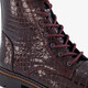 Leren croco dames veterboots bordeauxrood
