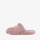 Fluffy dames instap pantoffels koffie roze