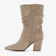 Dames suedèlook enkellaarsjes met hak beige