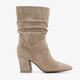 Dames suedèlook enkellaarsjes met hak beige