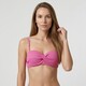 Voorgevormde dames bikinitop met structuur roze