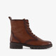 Leren dames veterboots cognac bruin