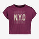 Cropped meisjes sport T-shirt met tekstopdruk zwart