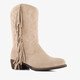 Suède meisjes cowboylaarzen met franjes beige