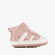 Leren babyschoenen met bloemenprint roze