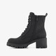 Dames veterboots met hak zwart