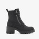 Dames veterboots met hak zwart