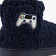 Gevoerde kinder teddy pantoffels met game opdruk