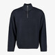 JJ REBEL ribgebreide heren trui met kraag donkerblauw