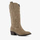 Suède dames cowboylaarzen beige