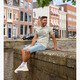 Heren denim short lichtblauw