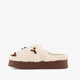 Dames instap pantoffels met strikjes beige bruin