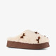 Dames instap pantoffels met strikjes beige bruin