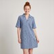 Dames spijkerjurk met panterprint blauw