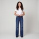 Dames wide leg jeans donkerblauw lengte 31