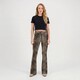 Dames flared broek bruin met panterprint