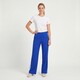 Dames wide leg broek met bies blauw