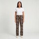 Dames wide leg broek met panterprint bruin