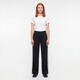 Dames wide leg broek met bies zwart wit