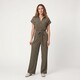 Dames crinkle jumpsuit korte mouw groen