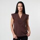 Mouwloze dames blouse met borduursels bruin