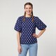 Dames top met polkadots blauw