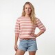 Dames trui met strepen roze wit