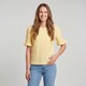 Dames top met ruches botergeel