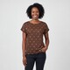 Dames top met goudkleurige print bruin