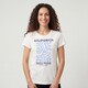 Dames T-shirt met een blauwe opdruk wit
