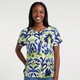 Dames top met print blauw groen