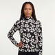 Dames top met bloemenprint zwart wit