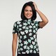 Dames top met bloemenprint zwart groen