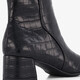 Dames enkellaarsjes met crocoprint zwart