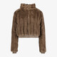 Dames bomber jas met imitatiebont bruin