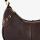 Dames schoudertas met studs donkerbruin